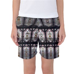 Window Image Stained Glass Women s Basketball Shorts by Pakrebo