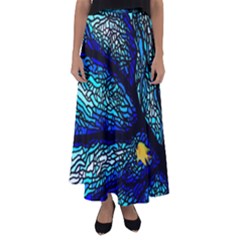 Sea Fans Diving Coral Stained Glass Flared Maxi Skirt by Pakrebo