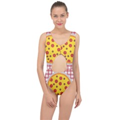 Pizza Table Pepperoni Sausage Center Cut Out Swimsuit by Pakrebo