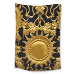 Golden Sun Gold Decoration Wall Large Tapestry by Pakrebo