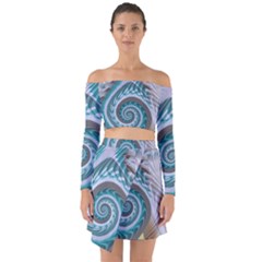 Spiral Fractal Swirl Whirlpool Off Shoulder Top With Skirt Set by Pakrebo