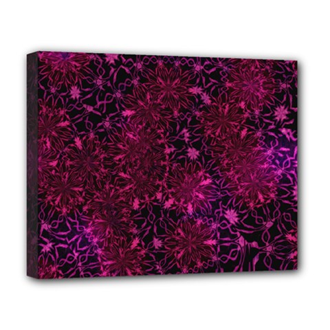 Retro Flower Pattern Design Batik Deluxe Canvas 20  X 16  (stretched) by Pakrebo