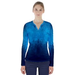 Deep Ocean V-neck Long Sleeve Top by LoolyElzayat