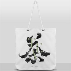 Tea Calligraphy Full Print Rope Handle Tote (large) by EMWdesign