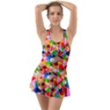 Background Triangle Rainbow Ruffle Top Dress Swimsuit View1