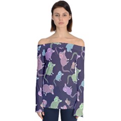 Animals Mouse Off Shoulder Long Sleeve Top by Mariart