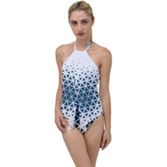 Business Blue Triangular Pattern Go With The Flow One Piece Swimsuit by Mariart