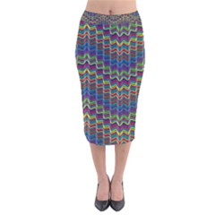 Decorative Ornamental Abstract Wave Velvet Midi Pencil Skirt by Mariart