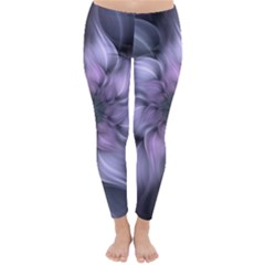 Purple Flower Windswept Classic Winter Leggings by JezebelDesignsStudio