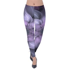 Purple Flower Windswept Velvet Leggings by JezebelDesignsStudio