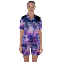 Geometric Triangle Satin Short Sleeve Pyjamas Set by Mariart