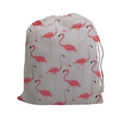 Pink Flamingos Drawstring Pouch (xxl) by WensdaiAmbrose