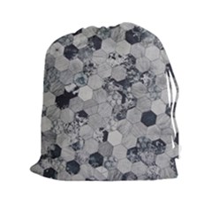 Grayscale Tiles Drawstring Pouch (xxl) by WensdaiAmbrose