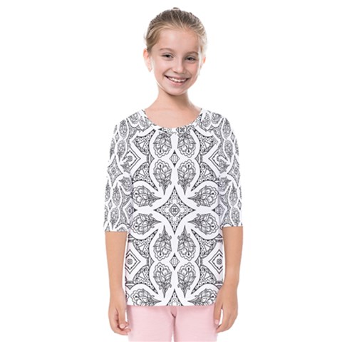 Mandala Line Art Kids  Quarter Sleeve Raglan Tee by Mariart