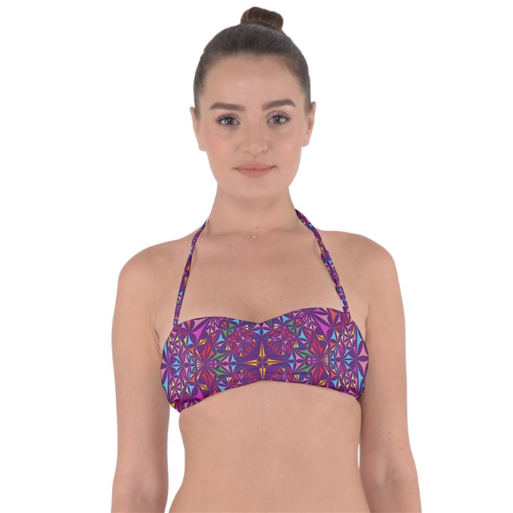 Kaleidoscope Triangle Pattern Halter Bandeau Bikini Top