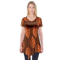 Pattern Leaf Plant Short Sleeve Tunic  by Mariart