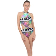 Piano Keys Music Colorful Halter Side Cut Swimsuit by Mariart