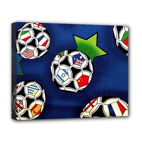 Textile Football Soccer Fabric Deluxe Canvas 20  X 16  (stretched) by Pakrebo