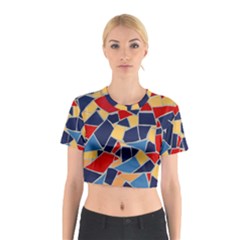 Pattern Tile Wall Background Cotton Crop Top by Pakrebo