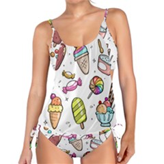 Doodle Cartoon Drawn Cone Food Tankini Set by Pakrebo