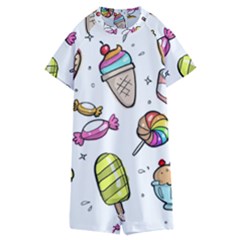 Doodle Cartoon Drawn Cone Food Kids  Boyleg Half Suit Swimwear by Pakrebo