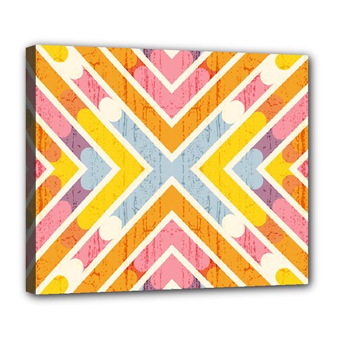 Line Pattern Cross Print Repeat Deluxe Canvas 24  X 20  (stretched) by Pakrebo