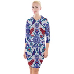 Art Artistic Ceramic Colorful Quarter Sleeve Hood Bodycon Dress by Pakrebo