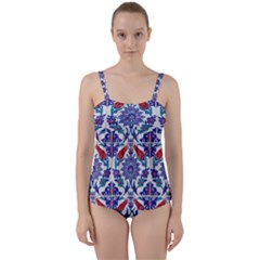 Art Artistic Ceramic Colorful Twist Front Tankini Set by Pakrebo