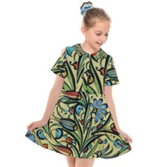 Mosaic Tile Art Ceramic Colorful Kids  Short Sleeve Shirt Dress by Pakrebo