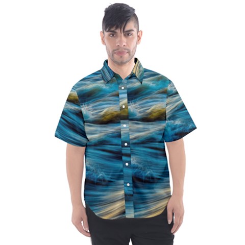 Ocean Waves Men s Short Sleeve Shirt by WensdaiAmbrose