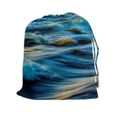 Ocean Waves Drawstring Pouch (xxl) by WensdaiAmbrose