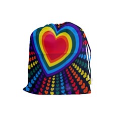 Rainbow Pop Heart Drawstring Pouch (large) by WensdaiAmbrose