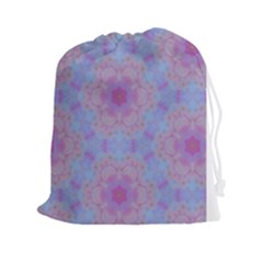 Violet Mandala Floral Pattern Drawstring Pouch (xxl) by WensdaiAmbrose