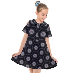 Geometric Pattern - Black Kids  Short Sleeve Shirt Dress by WensdaiAmbrose