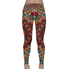 Mandala - Red & Teal  Classic Yoga Leggings by WensdaiAmbrose