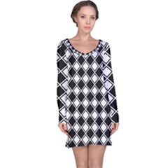 Square Diagonal Pattern Long Sleeve Nightdress by Mariart