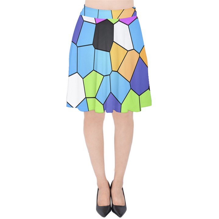 Stained Glass Colourful Pattern Velvet High Waist Skirt