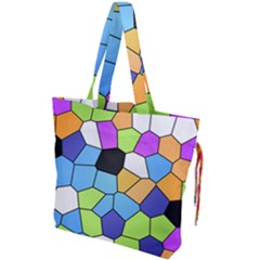 Stained Glass Colourful Pattern Drawstring Tote Bag by Mariart