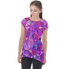 Pink Triangle Background Abstract Cap Sleeve High Low Top by Mariart