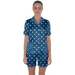 Polka Dot - Turquoise  Satin Short Sleeve Pyjamas Set by WensdaiAmbrose