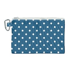 Polka Dot - Turquoise  Canvas Cosmetic Bag (large) by WensdaiAmbrose