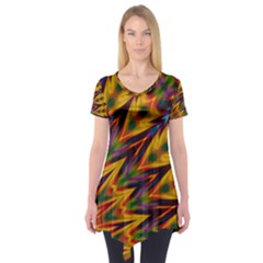 Background Abstract Texture Chevron Short Sleeve Tunic  by Mariart