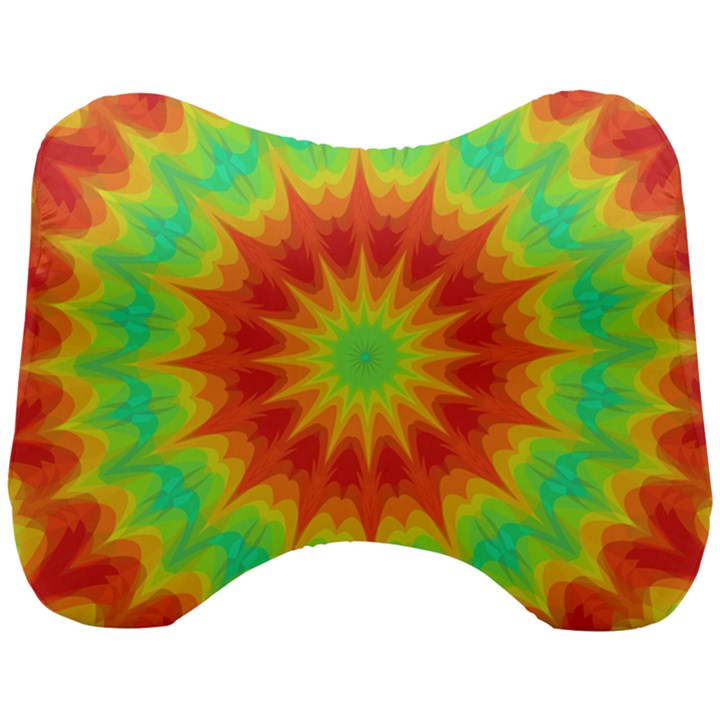 Kaleidoscope Background Mandala Red green Head Support Cushion