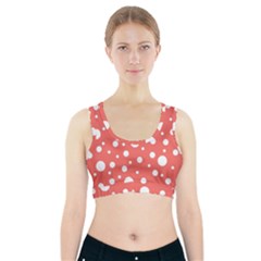 Polka Dot On Living Coral Sports Bra With Pocket by LoolyElzayat