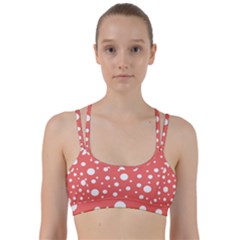 Polka Dot On Living Coral Line Them Up Sports Bra by LoolyElzayat