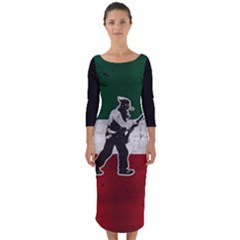 Flag Patriote Quebec Patriot Red Green White Grunge Vieux Patriot Henri Julien Quarter Sleeve Midi Bodycon Dress by Quebec