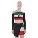 Flag Patriote Quebec Patriot red green white grunge vieux patriot Henri Julien Off Shoulder Top with Mini Skirt Set View1