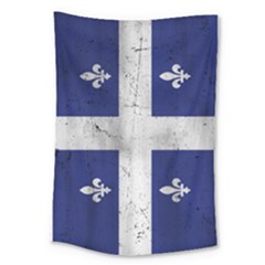 Flag Quebec Drapeau Grunge Fleur De Lys Blue And White Large Tapestry by Quebec