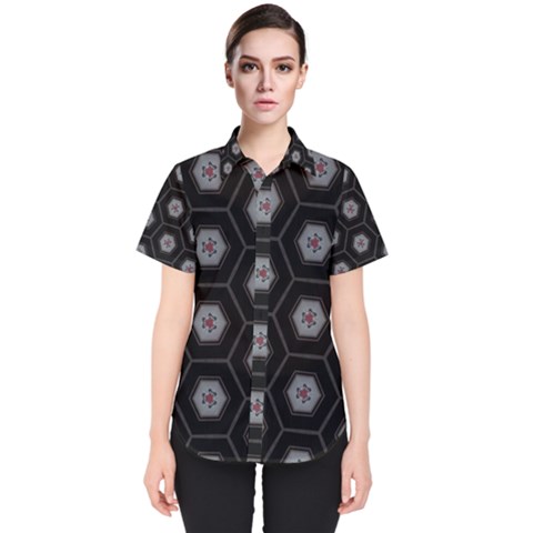 Geometric Pattern - Black Women s Short Sleeve Shirt by WensdaiAmbrose