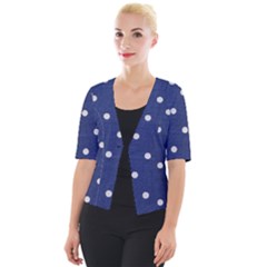 Navy Polka Dot Cropped Button Cardigan by WensdaiAmbrose